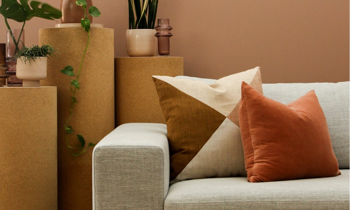 Cozy living room with a sofa and cushions